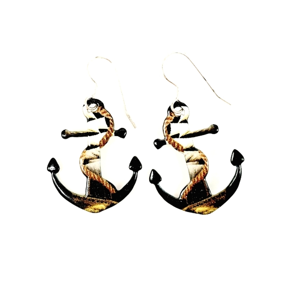 🌈 D'Ears Sterling Silver Hand Paintd Anchor Earrings